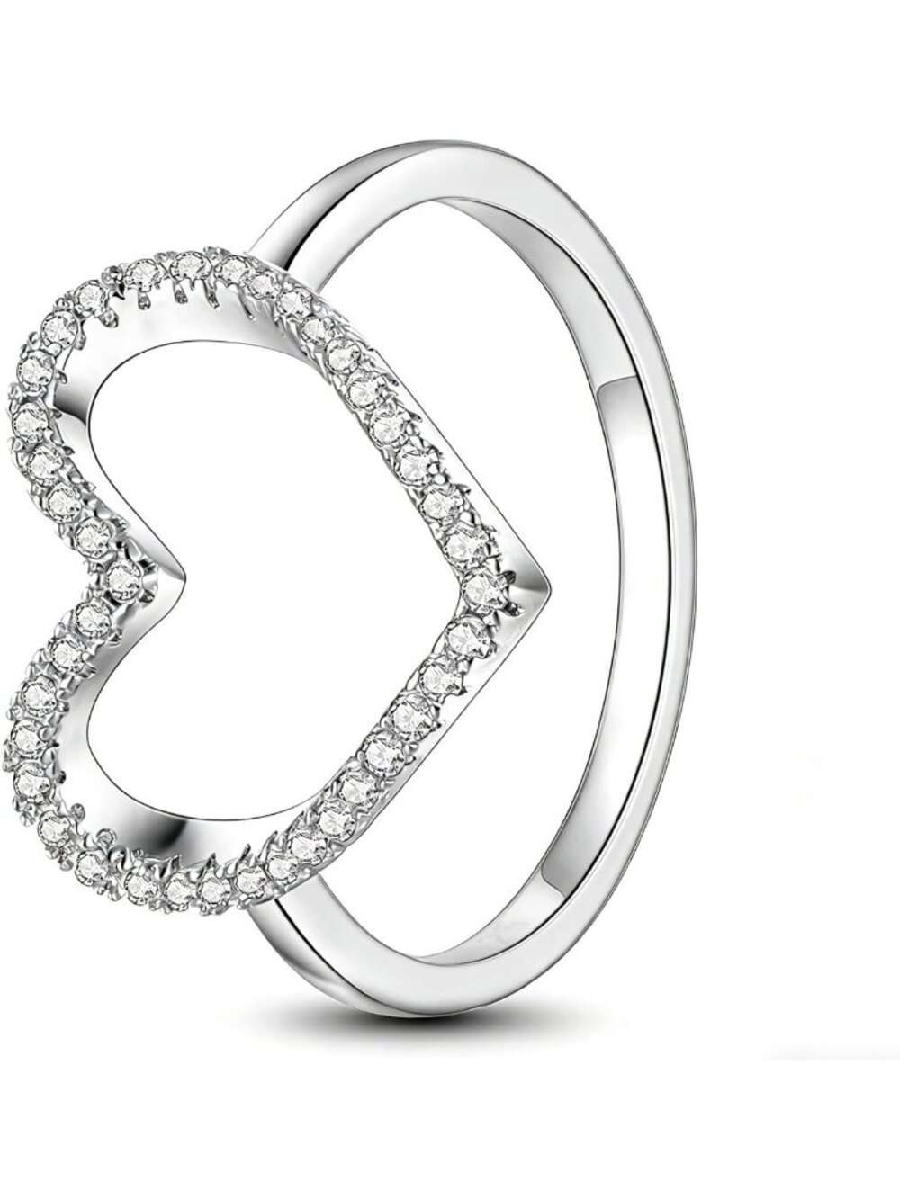 925 Sterling Silver Heart Ring for Women - Sparkly CZ, Cute & Simple Design